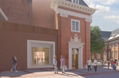 Visualisatie Meisjesbinnenplaats met ingang Stadshal en start van museumparcours Vero Visuals