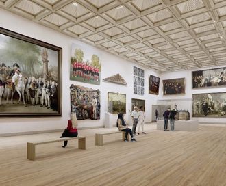 Artist impression van de grote zaal door Absent Matter