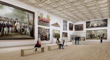 Artist impression van de grote zaal door Absent Matter