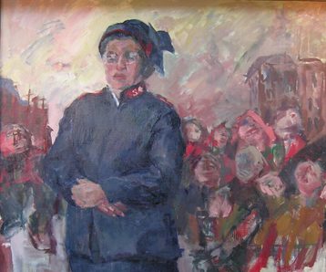 Schilderij van Majoor Bosshardt (1913-2007) in uniform van het Leger des Heils. Gemaakt door Henk Zomer in 1975.