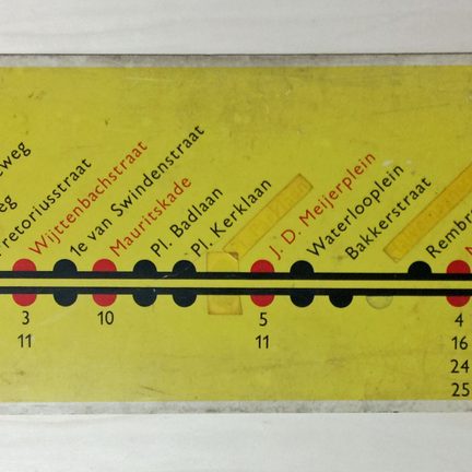 GVB routebord, ca 1985, collectie Amsterdam Museum, obj nr 3995