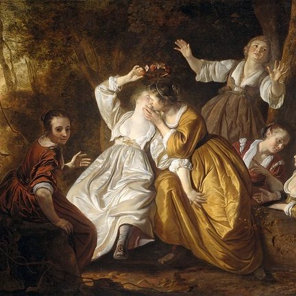 Jacob van Loo Amarilles kroont Mirtillo met bloemenkrans, 1640-1660 collectie Muiderslot