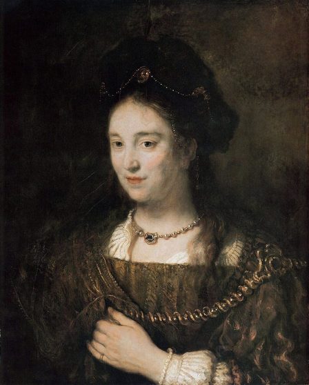 Rembrandt Harmenszoon van Rijn Saskia van Uylenburgh, Schilderij: Rembrandt van Rijn, collectie Staatliche Museen zu Berlin, bron: Wikimedia