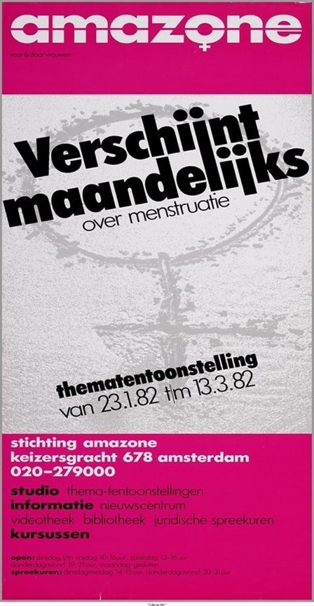 Total Design en Jutka Rona, affiche voor tentoonstelling ‘Verschijnt Maandelijks over menstruatie’, 1982, Atria Archief