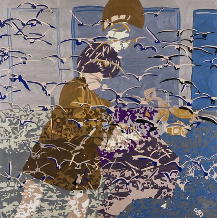 Holland II, from the series Mother and Child, 1996-present kunstwerk door Barbara Broekman, hand geborduurd 2 x 2 m