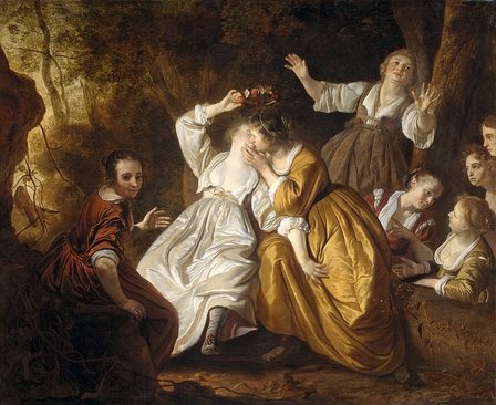 Jacob van Loo Amarilles kroont Mirtillo met bloemenkrans, 1640-1660 collectie Muiderslot