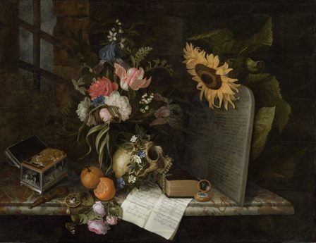 Vanitas stilleven, ca 1675, door Maria van Oosterwijck, Collectie Rijksmuseum Amsterdam