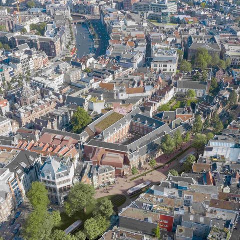 Visualisatie renovatieplan Amsterdam Museum vogelvlucht. Vero Visuals