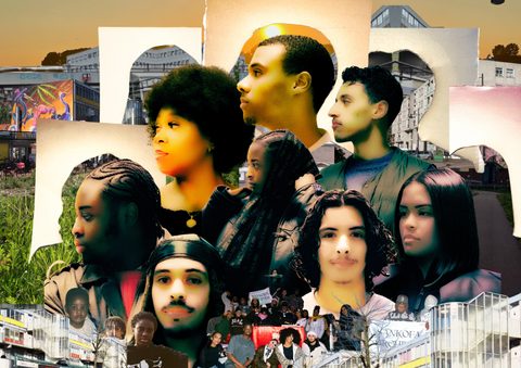 Collage portretten Future Tellers, Thaniel Owusu Agyemang (2003) en Jaer Voggeland (2000)