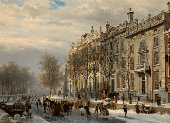De bocht in de Herengracht, 1882, Cornelis Springer.