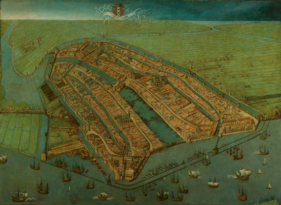 Gezicht op Amsterdam in vogelvlucht, Cornelis Anthonisz, 1538.