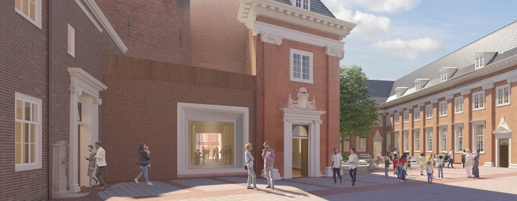 Visualisatie Meisjesbinnenplaats met ingang Stadshal en start van museumparcours door Vero Visuals