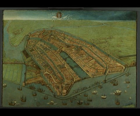 Gezicht op Amsterdam in vogelvlucht, 1538, Cornelis Anthonisz.