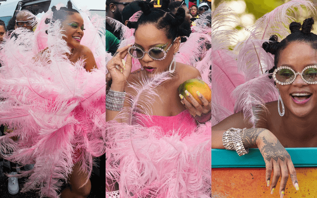 Rihanna in David Laport's Feather dress, 2019